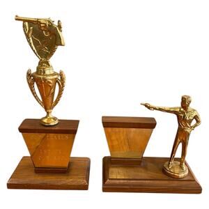 Vintage 1964 Old Trails‎ CF Pistol Shooting Trophies Revolver Figure Trophy